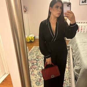 Fashion Nova Black Jumpsuit with White Accents